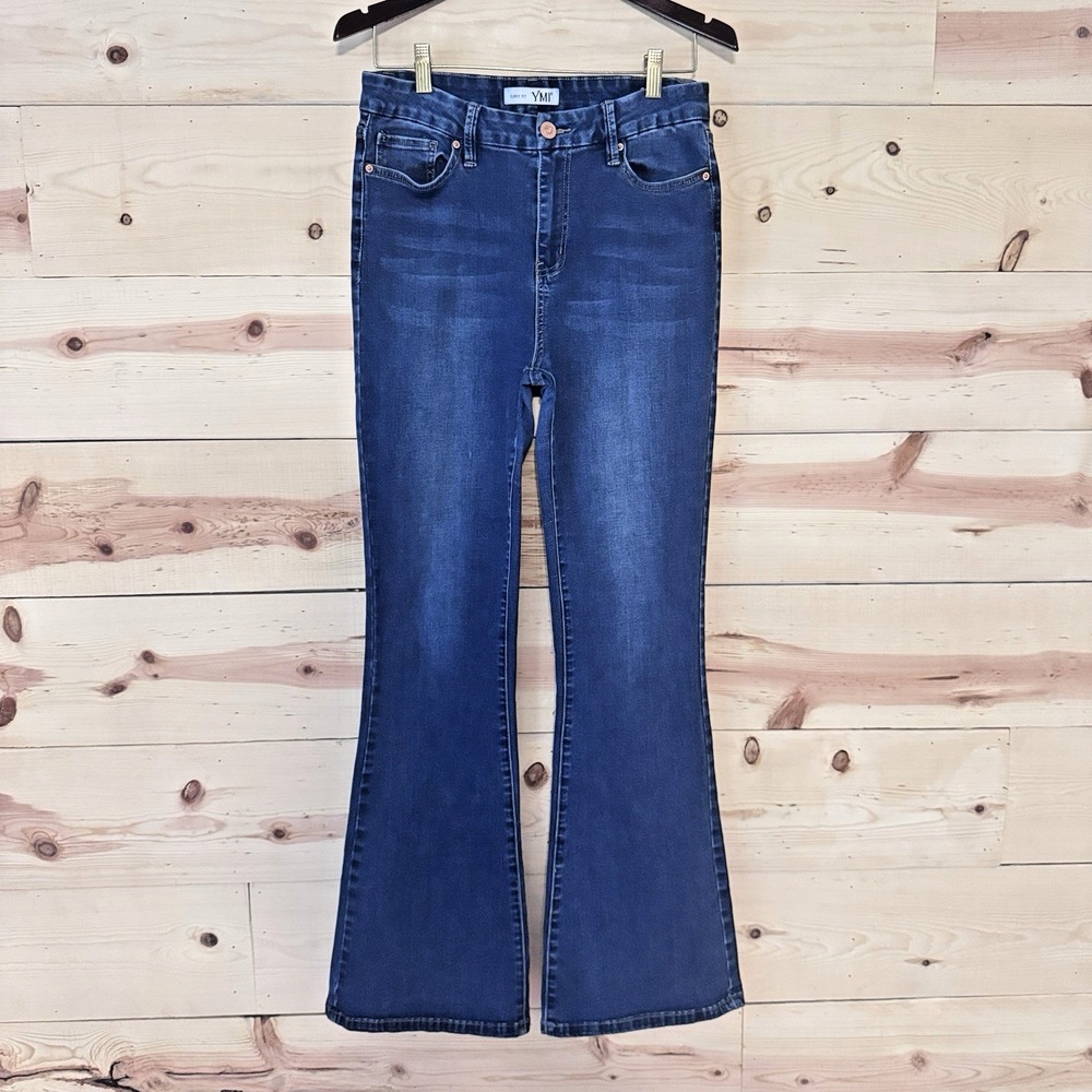 YMI Jeans Womens 11/30 Bootcut Flare Stretch Denim Dark Wash Blue Low Rise